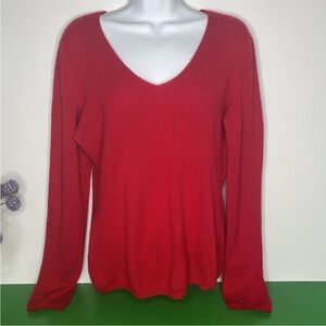 Vintage Cashmere Sweater V Neck Red